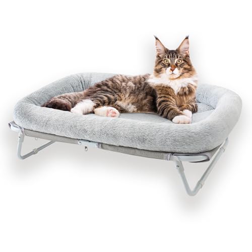 GUUSII ねこベッド 猫ベッド 折り畳み式猫ベッド 犬 ネコベッド ベッド 猫寝床 クッション 猫 べっど ネコ ホーム cat ソファ ペットマッド 犬用ベッド ペットベッド 組立簡単 洗える 通気性 ふわふわ 四季兼用 取り外し可能（グレー）