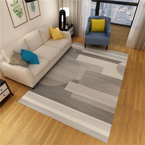 Tapis de salon gris rectangle de haute densité et finition soignée - 2
