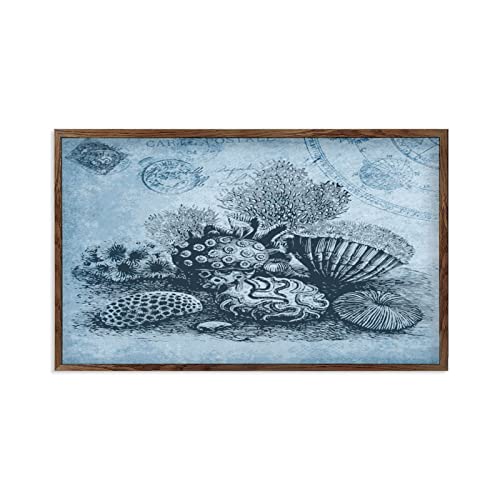 Tableau Ocean Life pour habiller un mur vide avec cadre en bois