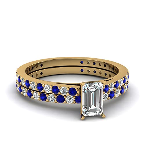Image of 55Carat Choose Your Gemstone Emerald Shape 14k Yellow Gold Plated Wedding Ring Classic Delicate Diamond CZ Everyday Wedding Jewelry Handmade Ring Minimal Surprise Gifts for Ladies : US 4 to 12
