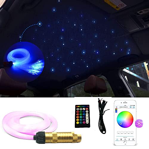 Image of CLOUDSALE Smart Bluetooth LED Fiber Optic Lights Kit for Car Use /Ceiling Star Lighting, 380 Pieces 9.8f 0.03in Optical Fiber with 7W RGBW Smart Light Engine (APP+ Remote)