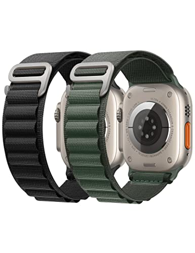 Girovo 2 Packs Alpine Loop Band Compatible with Apple Watch Ultra 49mm 45mm 44mm 42mm 41mm 40mm 38mm,Adjustable Sport Nylon Bands with Titanium G-Hook Solo Loop for iWatch Series 8/7/6/5/4/3/2/1/SE