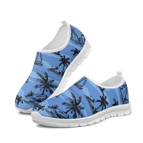 Agoviwo Palms Print Shoes for Women Running Shoes Fashion Walking Shoes Flat Shoes Workout Shoes Sneakers for Holiday