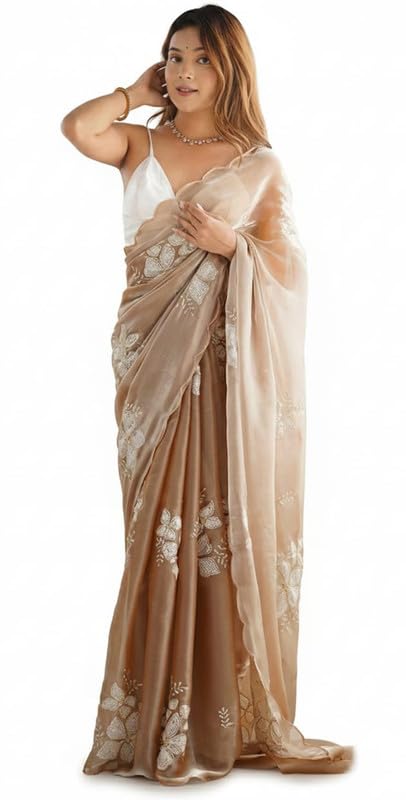 Sari en organza pour femme idéal pour grands mariages et fêtes