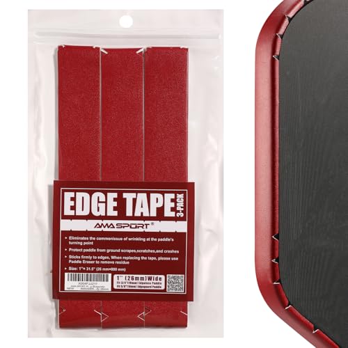 AMA SPORT Pickleball Paddle Edge Guard Tape 3 Pack Protection Tapes 26mm Width Paddle Edge Cover Perfectly Fits Curved Without Wrinkling (Burgundy)