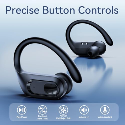 Image of occiam Active Noise Cancelling Wireless Earbuds Bluetooth Headphones Ear Buds 96Hrs Playback Clear Call Waterproof Earphones with Ear Hook Microphones for Sport Running Black