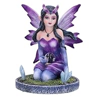 Violet Crystal Fairy: Step into a world of enchantment with Nemesis Now's Crystal Fairy Violet figurine Fairy Figurine Design Featuring Crystals: At approximately 9cm tall, Violet captivates with her serene presence as she delicately holds a glass ba...