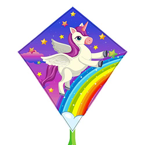BHD 2022 New Kids Unicorn Kites Easy to Fly for Boys and Girls with 330 FT String Beach Outdoor Games
