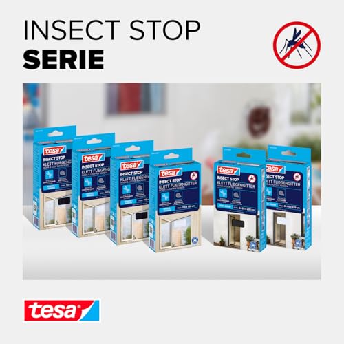 tesa Insect Stop Klett Fliegengitter - 130 cm x 150 cm - Anthrazit