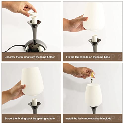 Luvkczc Small Bedside Table Lamp, Touch Lamps For Small Spaces With White Opal Glass Shade Modern Accent Lamp Nightstand Lamp For Bedroom Living Room, E12 Bulb Included #TOP6