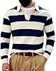 Camisa de rugby de hombre con rayas, manga larga, cuello, pullover casual 4