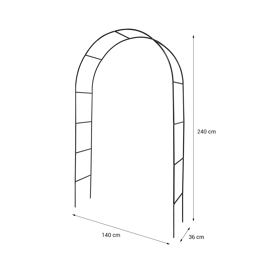 Acomoda Textil – Arco de jardín de Metal Negro 240x140x36 cm para Eventos, Celebraciones y Bodas. Enrejado para Rosas y Plantas Trepadoras Moderno, Firme, Resistente y Decorativo.