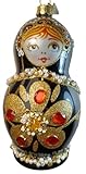 OnHoliday Matryoshka Russian Doll Gold and Black Hanging Christmas Tree Ornament