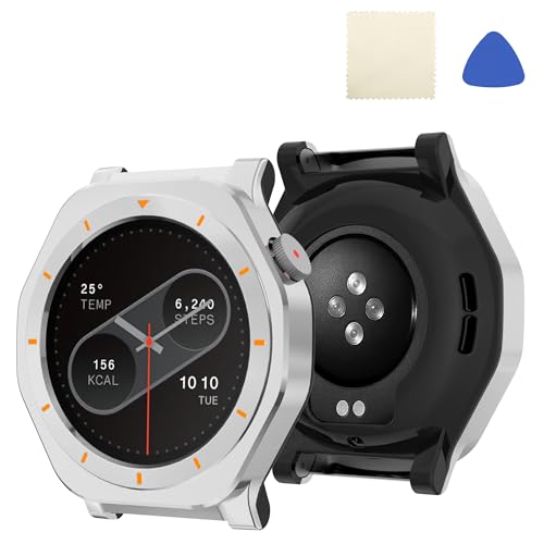 Image of 2 in 1 Metal Case for CMF Watch Pro 2 SmartWatch, Metal Case & TPU Back Cover Replacement Protector Cover Accessories with Cleaning Cloth Rugged for Nothing CMF Watch Pro 2 for Men Women (Silver)