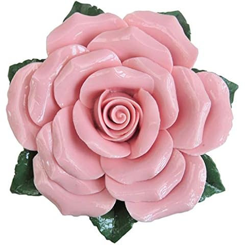 Rose - rosa - Keramikblume - Dekorose - Porzellanblüte - Einzelrose - Geschenk - Gartendeko - Tischdeko -- Grabschmuck - Grabdeko - Grabblumen - Trauerschmuck - Wetterfest Cover