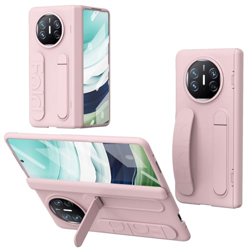 Coque Huawei Mate X5 rose rigide avec dragonne de maintien et support vidéo rétractable