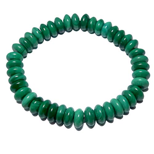Malachite Bracelet 8x4mm Boutique Genuine Green Gemstone Crystal Healing Handmade Stretch Disc B04