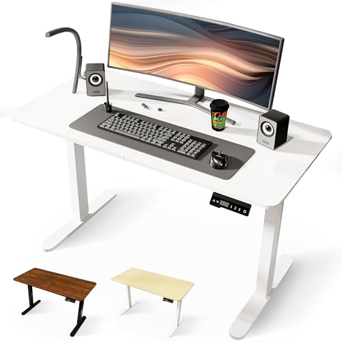 JUPPLIES Escritorio Elevable Electrico 120 x 60 cm - Mesa Elevable Escritorio Ajustable en Altura con Panel Inteligente de 3 Memorias - Standing Desk Oficina en Casa - Blanco