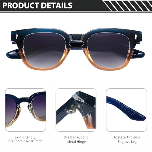 ROCKNIGHT Designer Acetate Classic HD Polarized Sunglasses UV400 Protection Unisex Outdoor Anti Glare Shades Flat Lens3