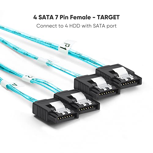 image for CableCreation Mini SAS 26Pin (SFF-8088) Male to 4 SATA 7Pin Female Cab