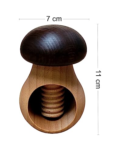 Foto von Wooden World - Nussknacker in Form eines Pilzes – sehr stabil – Dunkelbraun
