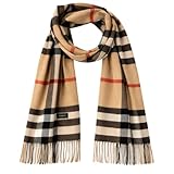 KARMA.DIEM Sciarpa a quadri, piacevolmente morbida, a quadretti, per uomo e donna, perfetta per autunno e inverno, 35 x 170 cm (beige) - Cashmere Merino Touch - (Beige)