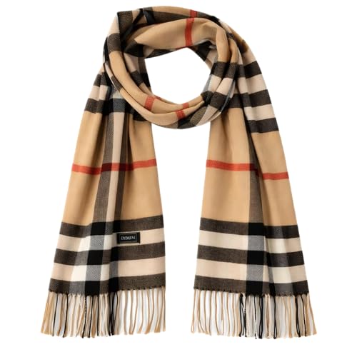 KARMA.DIEM Karierter Schal - Angenehm Weich - Schal kariert für Damen und Herren - London Style - Perfekt für Herbst und Winter 35x170cm Beige