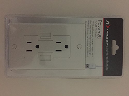 NewerTech Power2U USB Outlet, 15Amp Tamper Resistant Duplex Wall Outlet and 2.4Amp USB Charging Receptacle, white color