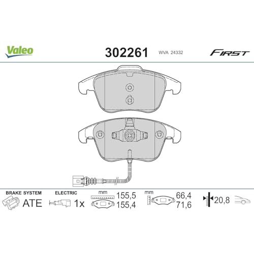 Valeo - Imbottiture Per Freni First - 302261 - Set Di 4 Imbottiture - Asse Anteriore - Completamente Dotato Di Accessori Montati. - 2
