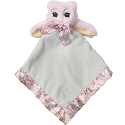 Image of Bearington Baby Lil’ Hoots Snuggler, 15 Inch Pink Owl Plush Stuffed Animal Security Blanket Lovey for Babies