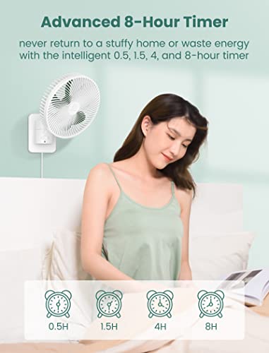 8.5 Inch Oscillating Wall Mount Fan With A Remote Control, Ac/Dc(12V),4 Speeds Bedroom Fans, Timer, Quiet Garage Fan With 5.9 Ft Cord, 90°Oscillating, Adjustable Tilt, Grow Tent Fan, Include Adapter #TOP2