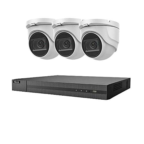 HILOOK 8MP CCTV 4K UHD DVR 8CH SYSTEM INDOOR OUTDOOR 3X VIVID HD CAMERAS 30M NIGHT VISION SECURITY CAMERA KIT UK (1TB HDD, WHITE)