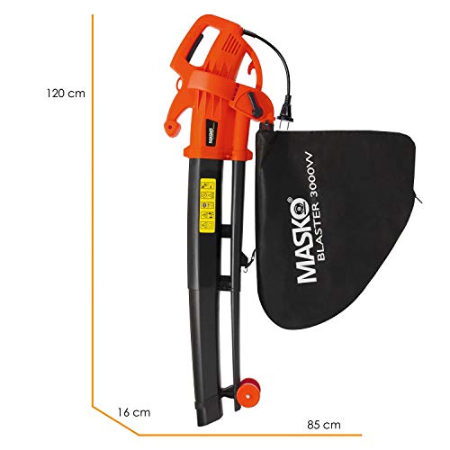 MASKO® Elektrische bladzuiger, 3-in-1, 3000 W, schouderriem en wielen, opvangzak 45 liter, bladblazer tuinblazer, rood - Image 8