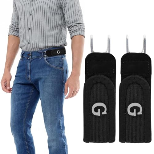 Image of GUSTAVE Buckleless Belt Hook Tactical Metal Hook Elastic Belt Unisex Buckle-Less Invisible Waist Belts for Work & Edc