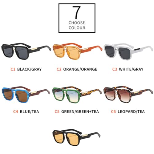 Lunettes de soleil vert et orange au design double pont unique