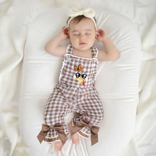 Toddler Baby Girl Thanksgiving Outfit Turkey Romper Bell Bottom Jumpsuit Flared Pants Gobble Overalls Fall Clothes3