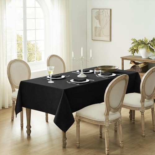 Nappe lin rectangulaire antitache Softalker 132x178 cm pour table noire
