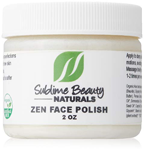 ZEN FACE POLISH, Gentle Exfoliant by Sublime Beauty NATURALS. 2 Oz. Organic with Bauxite & Moisturizing Ingredients for Face and Body