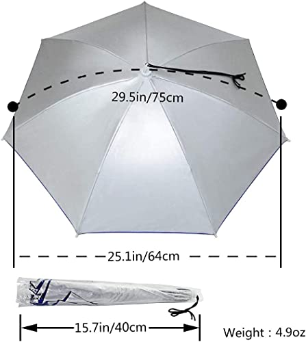 NEW-Vi Umbrella Hat Adult and Kids Folding Cap for Beach Fishing Golf Party Headwear (Silver and Drip Blue 2PCS)