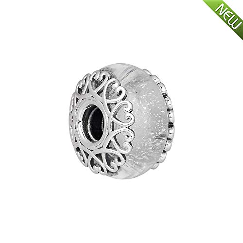 Preisvergleich Produktbild PANDOCCI 2018 Herbst schillernden weißen Glasperlen 925 Silber DIY passt für Original Pandora Armbänder Charm Modeschmuck