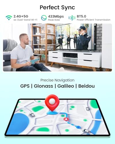 Image of ODEA Tablet 11 Inch, A11 Android Tablets with Octa-Core Processor, 12GB RAM 128GB ROM(1TB Expand), 7000mAh, Widevine L1, Face ID, IPS Touchscreen, 5G WiFi, 13+5MP, GPS