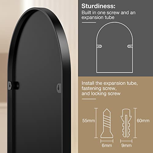 Brightify Arched Mirror, Arched Wall Mirror, 24 X 36 Inch Black Arch Mirror, Metal Frame Black Bathroom Mirror thumb #5