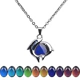 FM FM42 Temperature Sensing Color Changing Dolphin Pendant Necklace with 19.29' Stainless Steel Rolo Chain ZN1306