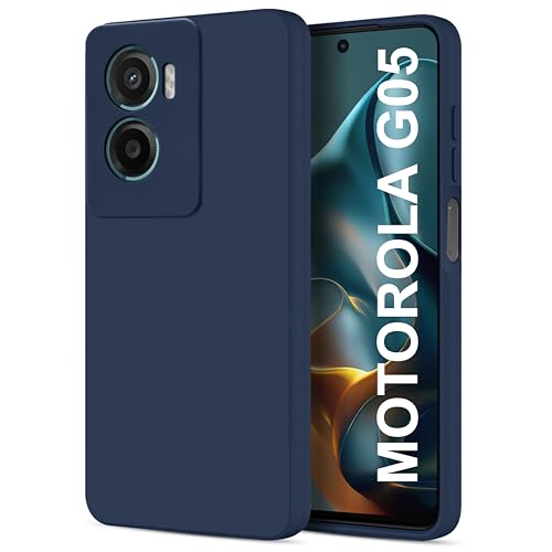 Image of SBMS Silicone Back Cover Case for Motorola Moto G05 | Soft Micro-Fibre Lining Inside | Camera Protection Bump | Shockproof Back Cover Case for Motorola Moto G05 (Blue)