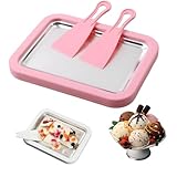 Rolled Ice Cream Maker Machine - Perfect for Home & Parties Use，DIY Manual Rolled Ice Cream Tray - Ice Cream Machine for Delicious Hand-Rolled Desserts (Pink)