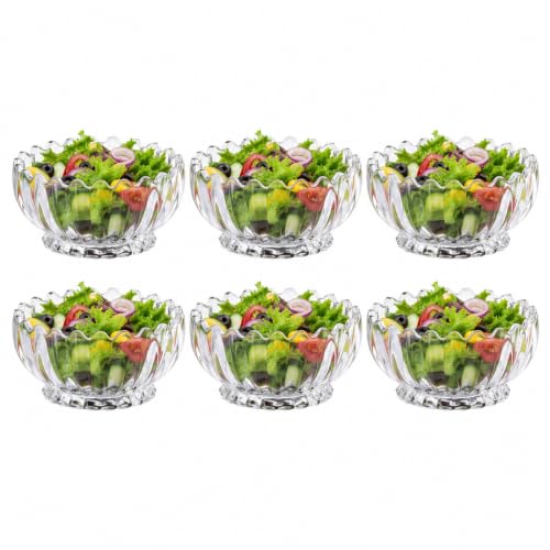 Image of WRINGO Glass Bowl for Kitchen Prep, Dessert, Dips, and Candy Dishes, Cake, Snack Bowl Set of 6 Or Nut Bowls, and Microwave Safe Clear Glass Bowls for Mixing, Storing Size 3.5 Inch (WR-02)