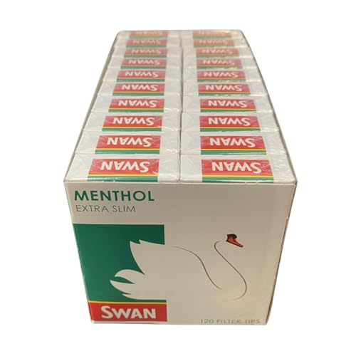 Swan Menthol Extra Slim Filter Tips 120s x 20 Packs = 2400 Filter Tips (Full Box)