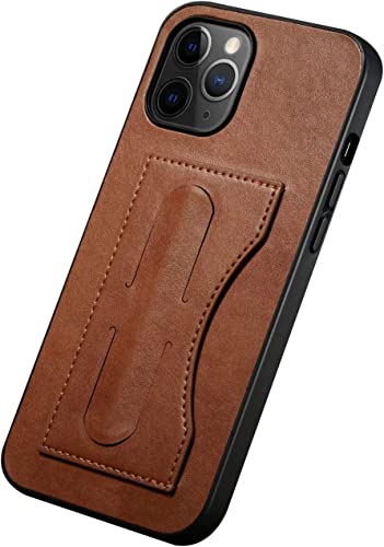 Étui en cuir PU iPhone 12 Pro Max KANUZ marron avec support béquille antichoc