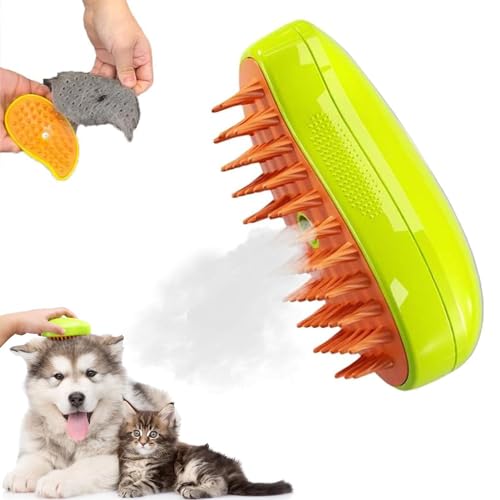 Image of Steamy Brush for Cat, Multifunctional Cat Steamer Brush (Green)
