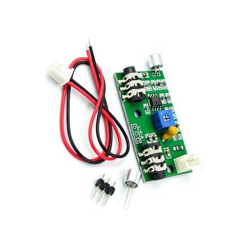 Módulo amplificador de micrófonos profesionales con doble puerto de salida y control de sensibilidad variable, rangos de potencia de 2,6 a 10 V, ganancias ajustables, placa de micrófonos